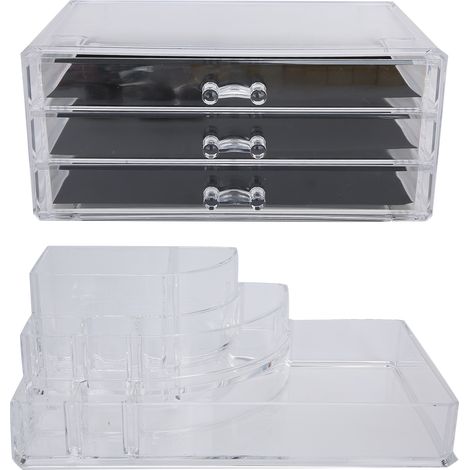 Boîte de rangement cosmétique de bureau transparente en acrylique avec tiroir (1/5)