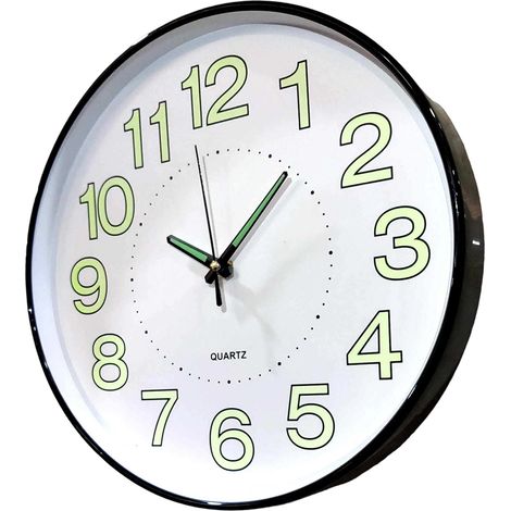 1 Horloge murale, plastique rond, affichage numérique et aiguilles, fonction veilleuse, salon bureau maison (1/5)