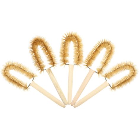 Brosse de Laboratoire pour Bécher 5 Pièces en Bois, Manche Long  Prise Facile, Accès aux Zones Difficiles, Design Pratique, Couleur Orange (1/5)