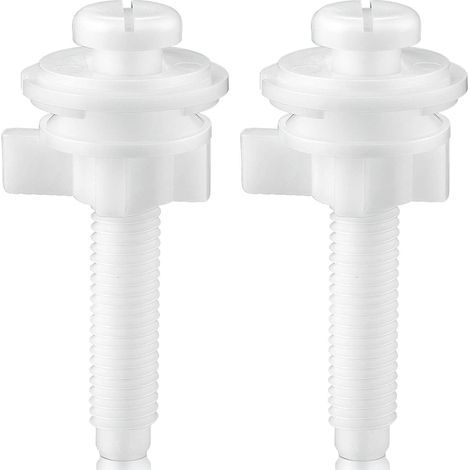 Kit de 2 vis de remplacement pour abattant de toilette, boulons en plastique avec écrous et rondelles en plastique, blanc (1/5)