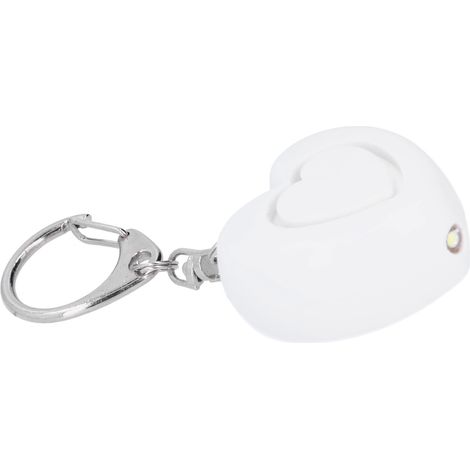Alarme d'autodéfense lumineuse LED 125 dB, anti-agression, en forme de cœur, pour personnes âgées, femmes et enfants (blanche)