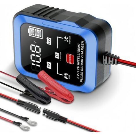 6V 12V BleuCâble adaptateur A/SE pour chargeur 6V/12V pour motos, tondeuses à gazon et batteries de voiture compatible avec les batteries lithium-fer-plomb pour la charge des motos. (1/4)