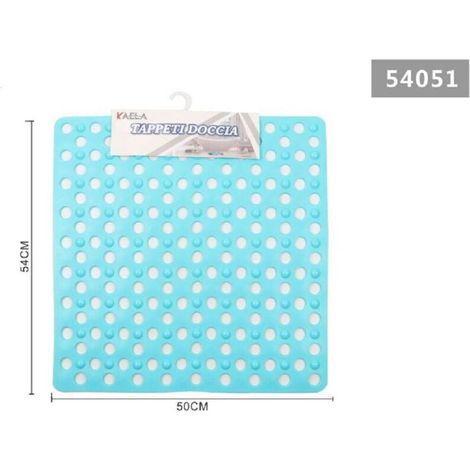 YMYNY Kaela – Rutschfeste Duschmatte, quadratisch, 50 x 54 cm, Badewanne, 54051, Blau –