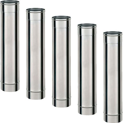 Monmobilierdesign – Lot de 5 conduits simples paroi TI1000 Ø80 mm – Acier inoxydable AISI 304 – Longueur 100 cm – Évacuation fumées poêles fioul (1/3)