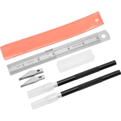 Ensemble de couteaux à sculpter Exacto Gabarit pour collage artistique 20 lames Kit de lames pour la création de carnets et de journaux (noir) (1/5)