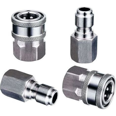 Hochdruckreiniger-Adapter, 2 Sets, 3/8 Zoll Schnellkupplungsarmaturen, Edelstahl-Hochdruckreinigerarmaturen, männlich und weiblich, Schnellverschluss für Hochdruckreiniger (1/5)