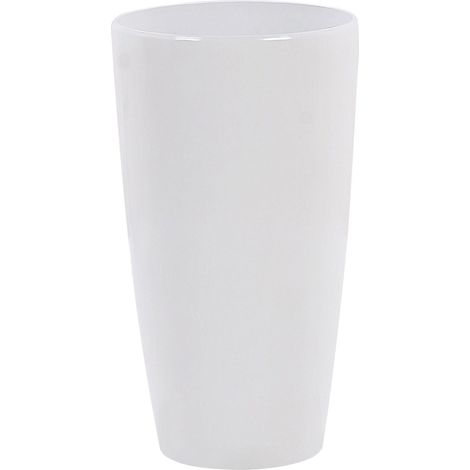 Haut Pot de Fleurs Cache-pot Rond 40 cm de Diamètre en Mélange de Pierre Blanc Idéal pour Extérieur et Intérieur Glamour Chic et Moderne Beliani