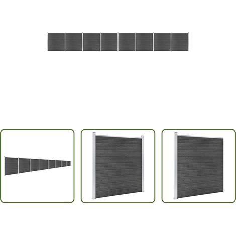 vidaXL Clôture en WPC - Ensemble de panneau de clôture WPC 1391x186 cm Noir (1/5)