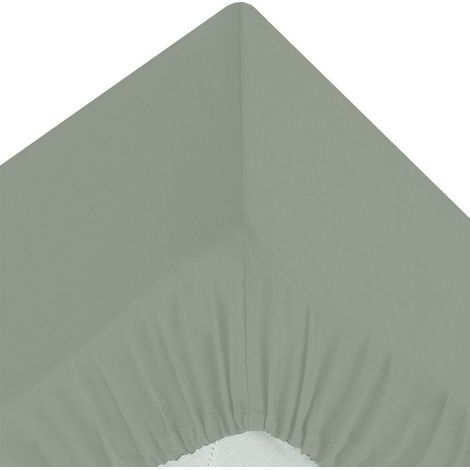 Drap Housse 1 Personne "Percale" 90x190cm Vert Tilleul (1/2)