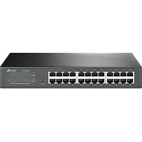 TP-Link TL-SG1024DE 24-Port Desktop Gigabit Easy-Smart Ethernet Switch, Steel Case, 13 Inch Rack-Mount, Black (1/4)