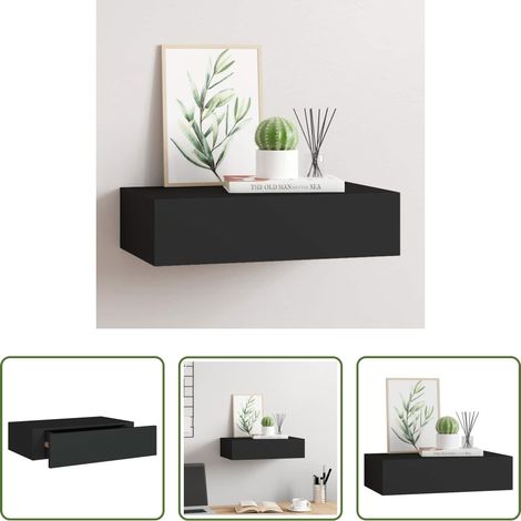 Étagère à tiroir - Étagère à tiroir murale noir 40x23,5x10 cm MDF (1/5)