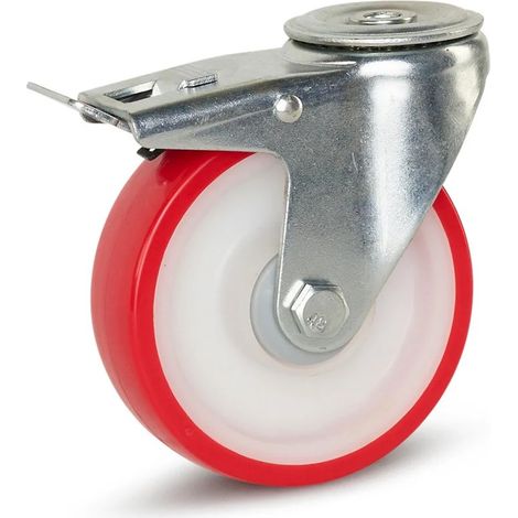 Roue pivotante PU freinée - MESO - Trou central - 125 mm - 230 kg