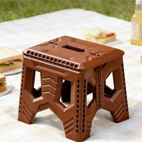 Folding Step Stool, 26.4 cm, Up to 125 kg, Multi-purpose Folding Stool, for Home, Kitchen, Bathroom (Brown) (1/5)