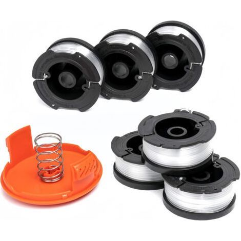 7 Stück AF-100-3ZP Spulenschnur & Kappe mit Feder, hochwertige, langlebige Ersatzteile für Black & Decker (1/5)