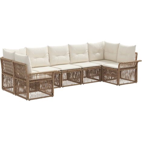 Ensemble de canapé de jardin 7 pc 7-Nombre de places Beige vidaXL (1/5)