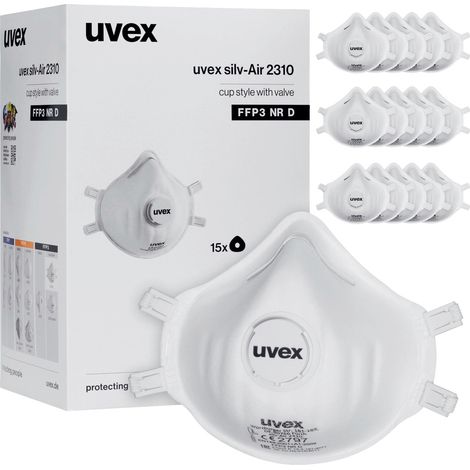 uvex silv-Air classic 2310 8762310 Feinstaubmaske mit Ventil FFP3 D 15 St. EN 149:2001 + A1:2009 DIN
