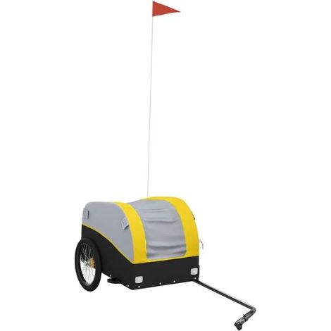 Remorque à vélo en fer noir et jaune de 30 kg