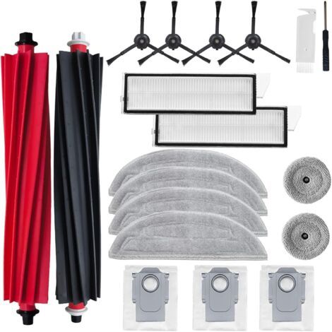 Accessoires pour Roborock S8 MaxV Ultra – Lot de 2 brosses à rouleau, 4 chiffons, 3 sacs à poussière, 2 filtres – Compatible HEPA - 2Brosses (1/5)