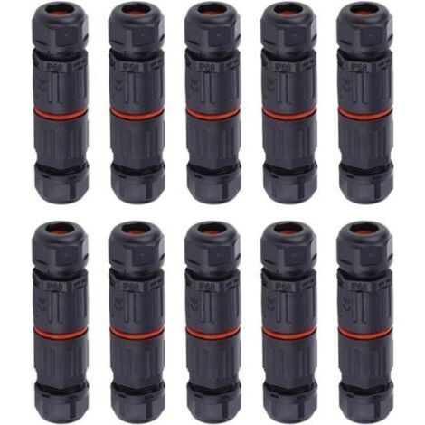 WHPPS 10 pièces IP68 étanche connecteur droit boîte de jonction fil électrique câble 3 broches connecteur extérieur prise prise bornier