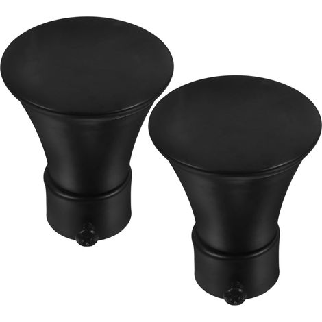 2 Pièces Fleurons pour Tiges De Rideaux Embouts Noir 28Mm Anti-Rouille Décoration Fenêtre pour Salon Chambre Cuisine (1/5)