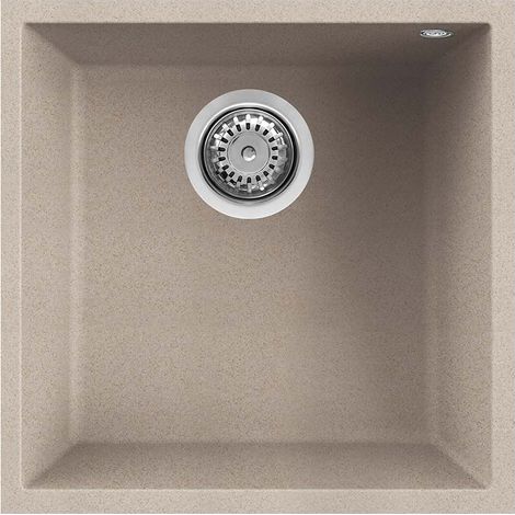 Lavello Elleci Incasso 1 vasca 44x44 Quadra 102 Sottotop Granitek Avena LGQ10251BSO (1/3)