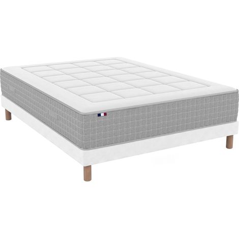 Ensemble matelas ressorts MAX sommier déco blanc 140x190cm