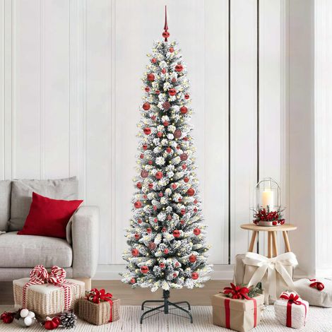 Künstlicher Weihnachtsbaum mit 300 LEDs mit Ständer Weiß 210 cm