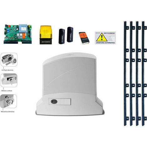 Kit Automazione Cancello Scorrevole 600kg Apricancello 230v 4mt 4 Mt Cremagliera