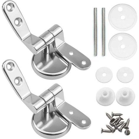 Charniere Abattant, Lot de 2 charnières de rechange pour lunette WC avec fixations en alliage de zinc (1/5)
