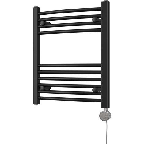 Zennor - Black Electric Towel Rail H600mm x W500mm Curved 200w Thermostatic (1/3)