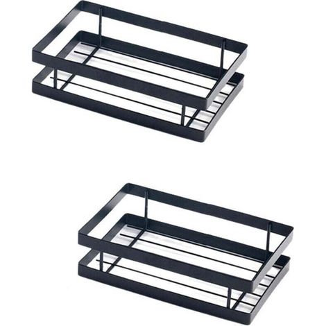 Wandmontiertes Gewürzregal für die Küche, XU, geeignet für Küche, Bad, Balkon, 2 Stück (matt schwarz, 20 cm) - KZQ (1/4)