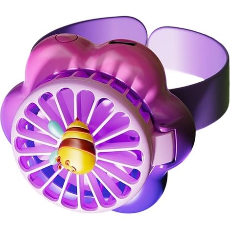 Ventilateur portable rechargeable, montre connectée en forme de fleur, compacte et portable, avec lumière LED intégrée (1/5)