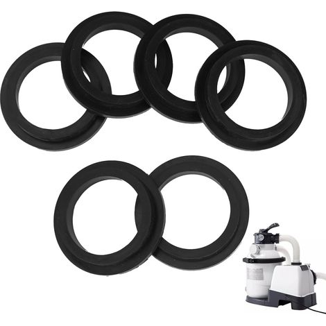 Guarnizioni per pompe da piscina (confezione da 6) - O-ring in gomma per pompe filtro a sabbia Intex (11228/11412) - Nere (1/5)