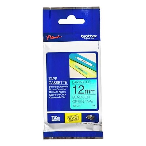 Ruban d'étiquetage Brother TZe, TZ TZe-731 Couleur de ruban: vert Couleur de police:noir 12 mm 8 m
