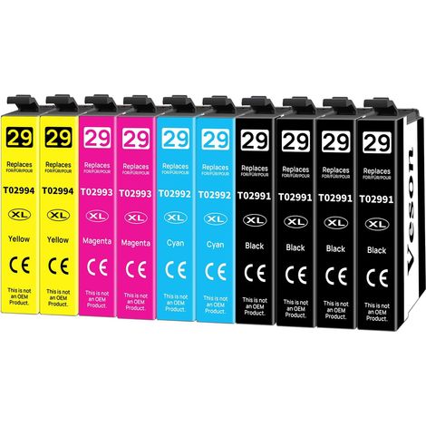 29XL Cartouches d'encre Compatibles pour Epson 29 XL avec Epson Expression Home XP-352 XP-342 XP-442 XP-452 XP-335 XP-345 XP-245 XP-235 XP-247 XP-255 XP-432 XP-435 XP-445 XP-455 XP-355 (Lot de 10) (1/5)
