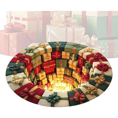 Tapis de Bain de Noël Moquette Ronde Douce Décorative Lavable à Effet (1/5)