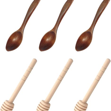 Ensemble de 6 cuillères à miel, bâtonnets à miel, bâtonnets à café et bâtonnets à thé au lait. (1/5)