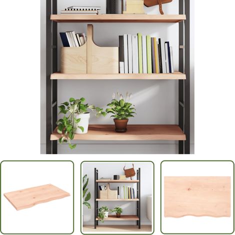 The Living Store Étagère murale 80x50x(2-4)cm bois de chêne massif non traité - Étagère Murale - Étagère Rustique - Étagère Bois Chêne - Rangement Mural - Décoration Murale (1/5)