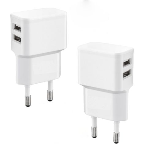 2er-Pack Dual-USB-Ladegerät mit 5V/2,0A-Stecker, Dual-USB-Ladeadapter, universell für Steckdose, Smartphone, Tablet, Smartwatch, Powerbank und Bluetooth-Lautsprecher