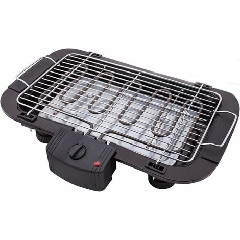 Griglia piastra bistecchiera barbecue elettrico con vassoio raccogli grasso 2000w altezza e temperatura regolabile 39x22cm (1/5)
