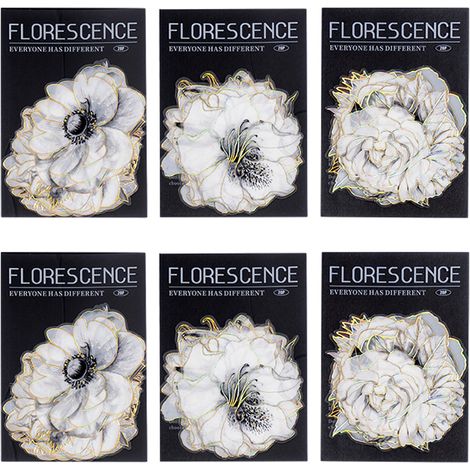 120 autocollants fleurs, contour holographique doré, imperméables, pour agenda et cartes faites main (1/5)