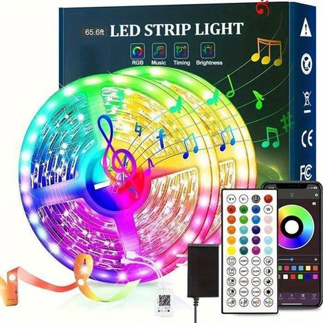 Ruban LED 10M Bande RGB Télécommande à 44 Touches Synchroniser avec la Musique +Contrôlé par APP du Smartphone DIY Chambre