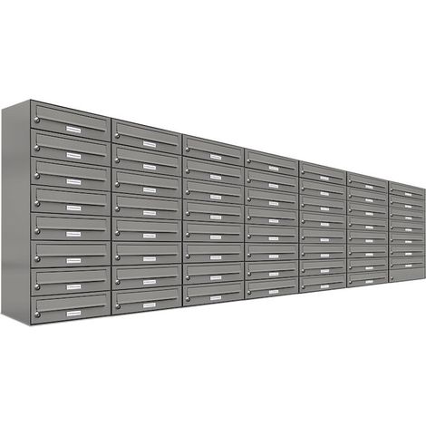 55er Premium Briefkasten Aluminiumgrau RAL Farbe 9007 für Außen Wand Postkasten (1/5)