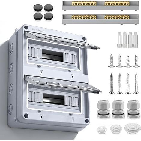 Coffret Electrique Etanche Exterieur Modules Boîtier Électrique Extérieur Boîte de Distribution avec Terminaux et Rails Intégrés Boîte à Fusibles Distributeur en Saillie pour Extérieur (1/5)