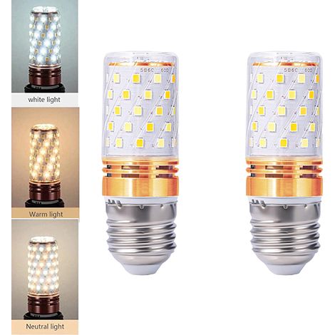 2PCS Ampoule E27LED, 16W ampoule graduable, 3 températures de couleur ajustables 3000-6000K, 1600LM, économie d'énergie (or) (1/5)