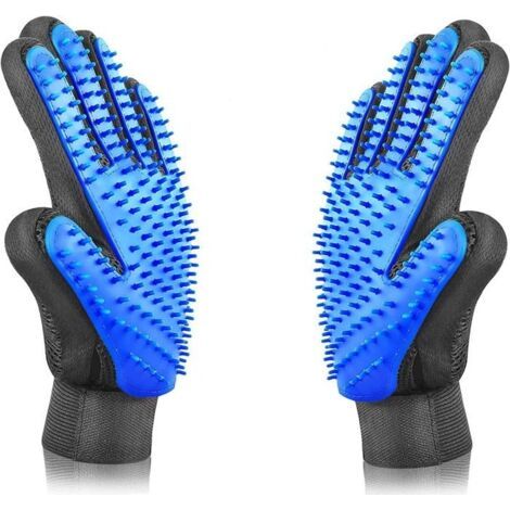 Gant de toilettage pour animaux, brosse douce pour éliminer les poils, design amélioré à cinq doigts, pour chiens, chats et chev (1/4)