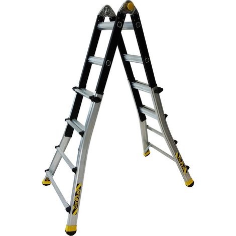 Centaure – Échelle télescopique pliante 4x4 – 4 barreaux – Charge maximale 150 kg – Dimensions pliée 1,24 x 0,78 x 0,22 m – Poids 13,7 kg
