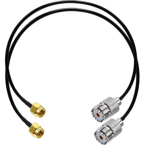 Câble d'extension SMA vers UHF RG58 20 pouces (50 cm) Câble coaxial d'antenne WiFi SMA mâle à SO239 femelle PL-259 Câble de montage coaxial RF pour radio CB Ham Radio 2 pièces (1/5)