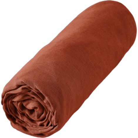 Drap housse lin lavé orange 140x190 (1/2)