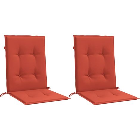vidaXL Coussins de chaise à dossier bas lot de 2 rouge mélangé tissu